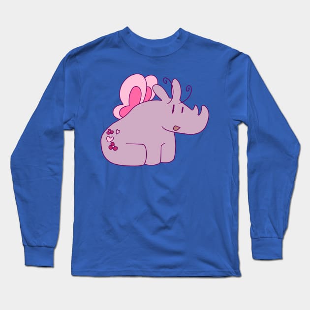 Pink Fairy Rhino Long Sleeve T-Shirt by saradaboru